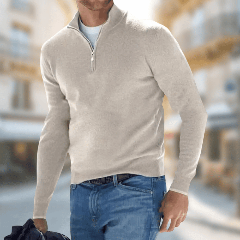 Herren Pullover mit Reißverschluss Kragen Modern