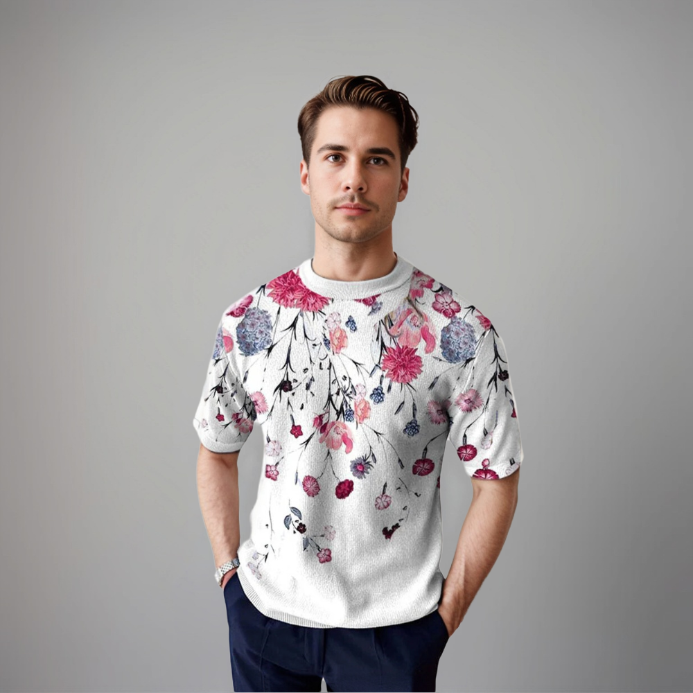 Herren Kurzarmshirt Floral Sommer