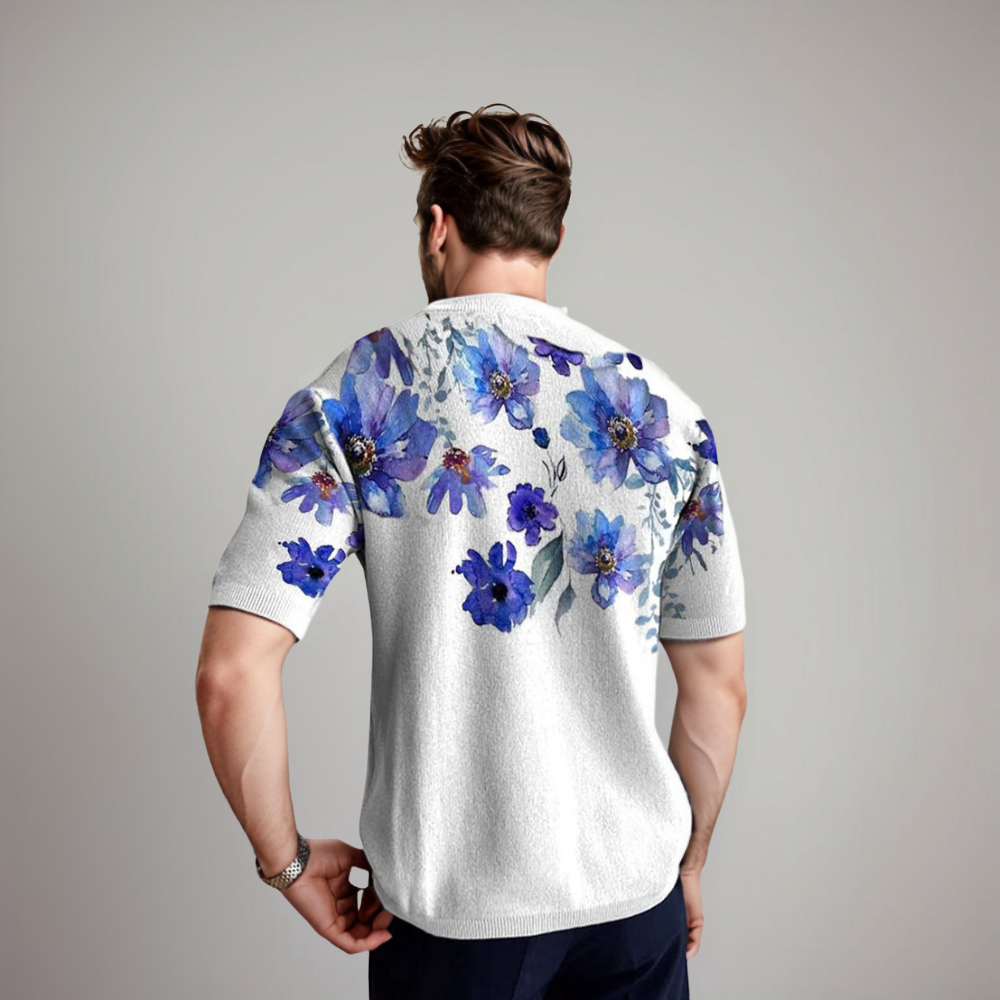 Herren Kurzarmshirt Floral Sommer