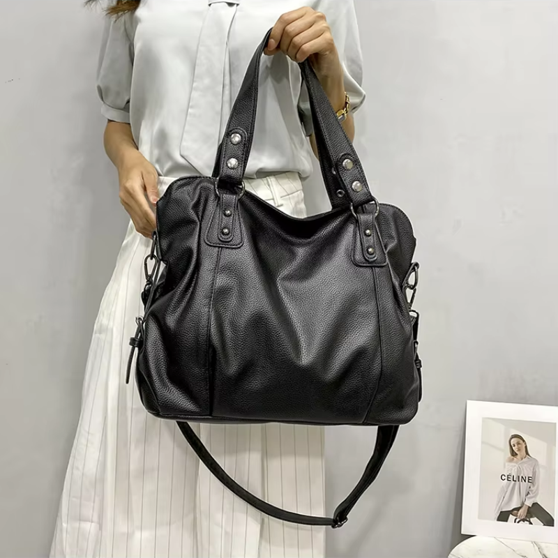 Vegane Schultertasche Groß Luxus Leder Optik - BerlinGlamour