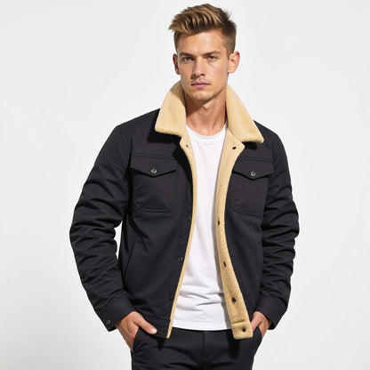 Herren Bomberjacke Gefüttert Warm mit Brusttaschen
