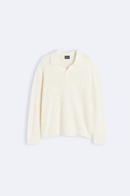 Strickpullover Häkel-Look Polokragen Elegent - BerlinGlamour