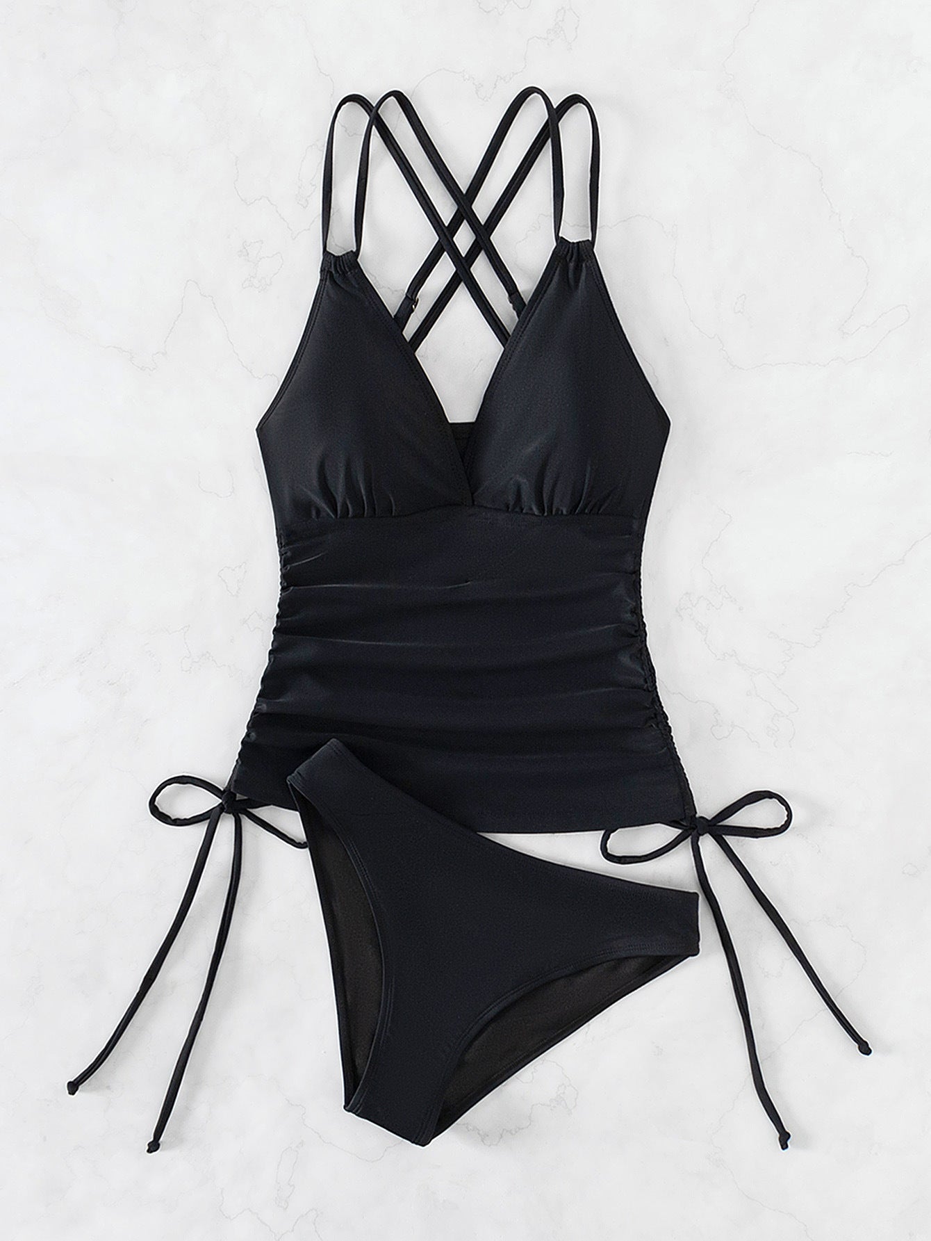 Badeanzug Tankini Überkreuzte Träger Damen Bikini