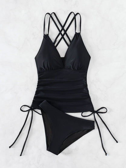 Badeanzug Tankini Überkreuzte Träger Damen Bikini