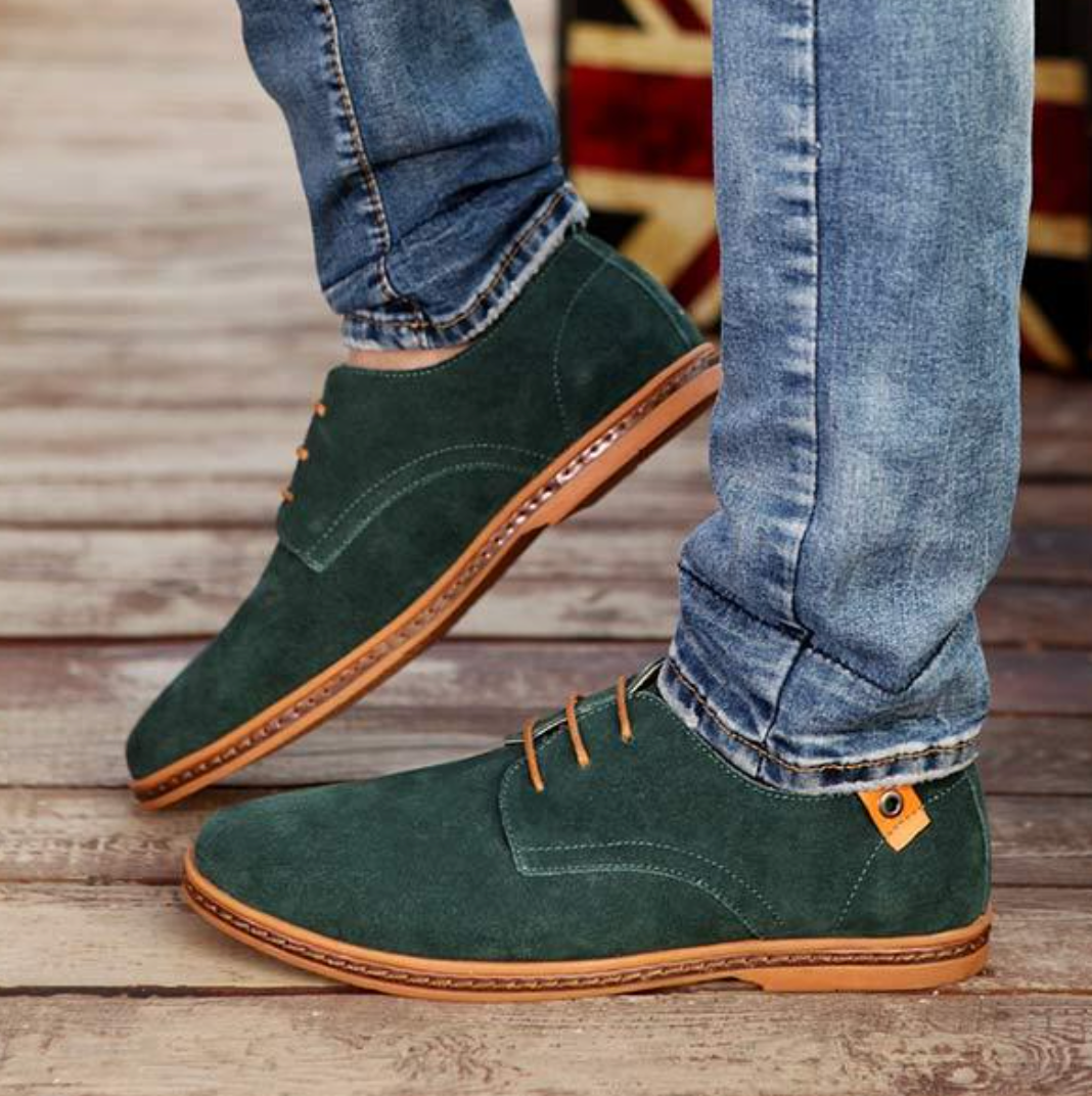 Dress Shoes - Flache Herren Schnürschuhe aus Wildleder-Grün-38-Chaps Herrenmode