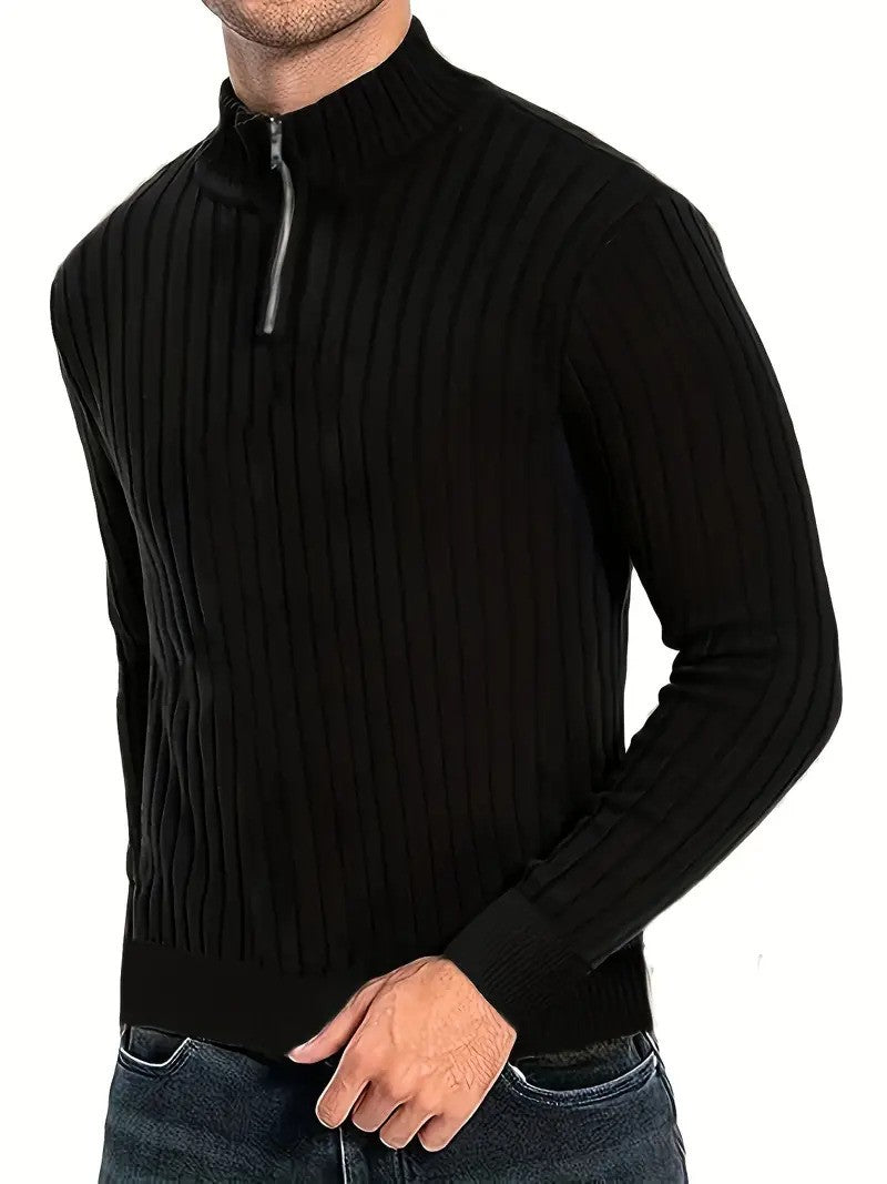 Herren Strickpullover Halb-Reißverschluss Warm - BerlinGlamour