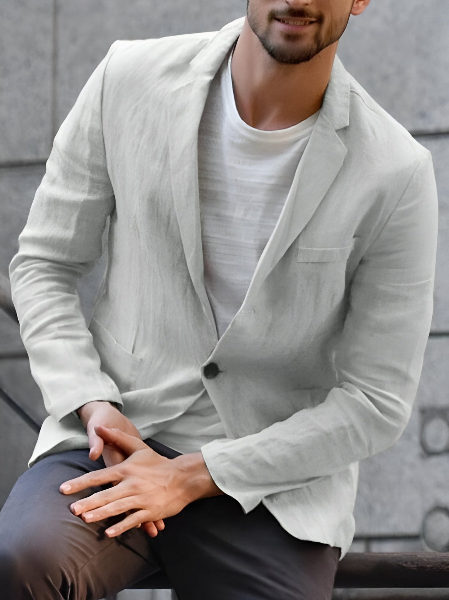 Herren Leinen-Sakko Elegant Lässig Sommer