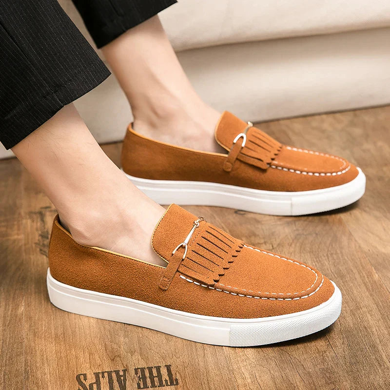 Herren Loafer Schuhe Wildleder Braun Elegent
