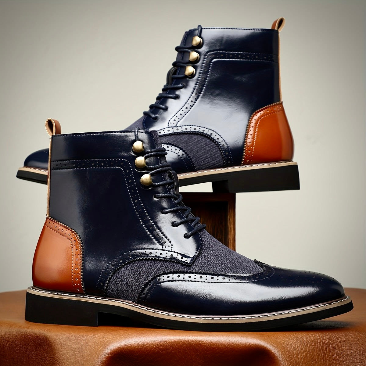 Herren Lederstiefel Oxford Elegante Schwarz Lederschuhe