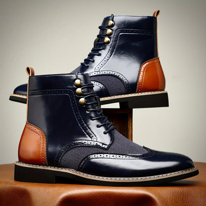 Herren Lederstiefel Oxford Elegante Schwarz Lederschuhe