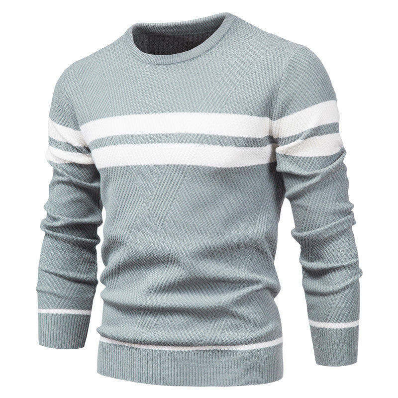 Herren Pullover Streifen Rundhals Klassisch
