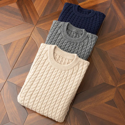 Herren Pullover Zopfstrick Wollmischung Warm