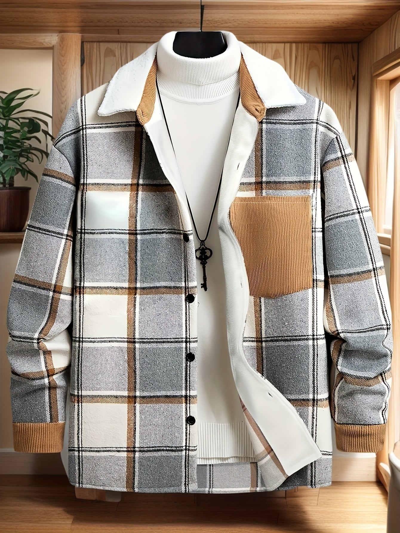 Herren Übergangsjacke Karo Lässig Modern