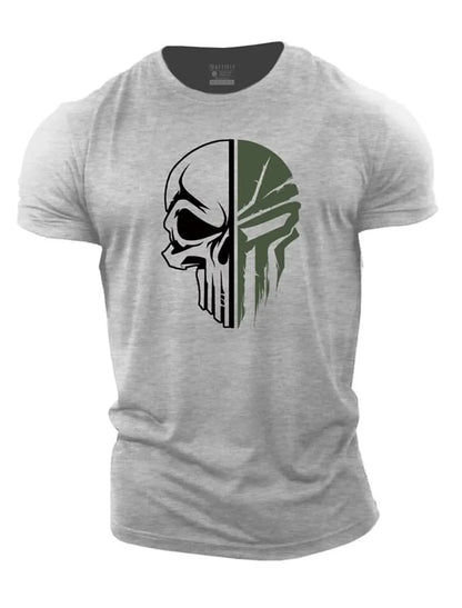 Herren T-Shirt Totenkopf Militär Style Schwarz