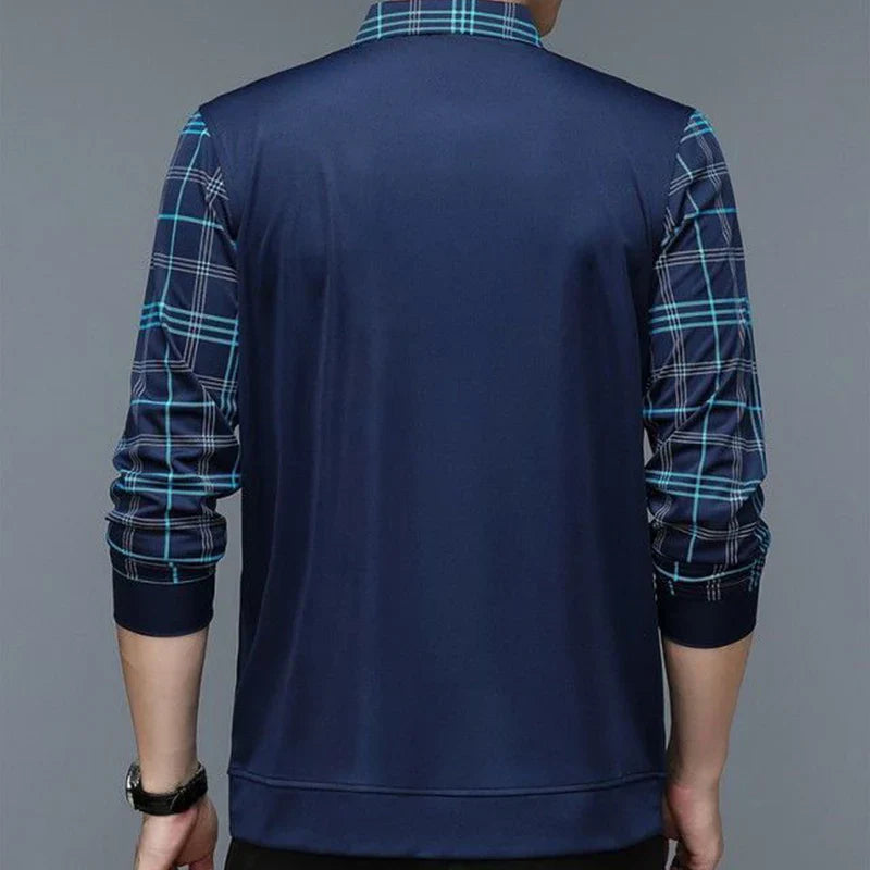 Herren Poloshirt Langarm Klassisch Elegант