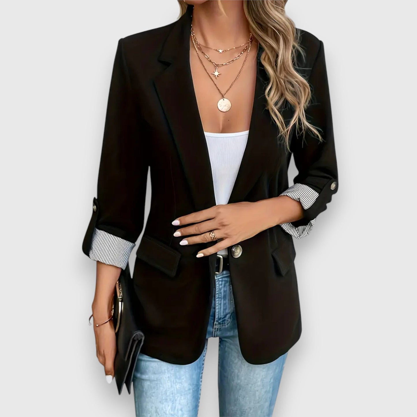 Herren Blazer Schnitt Einreiher Mit Rollierten Ärmeln Modern - BerlinGlamour