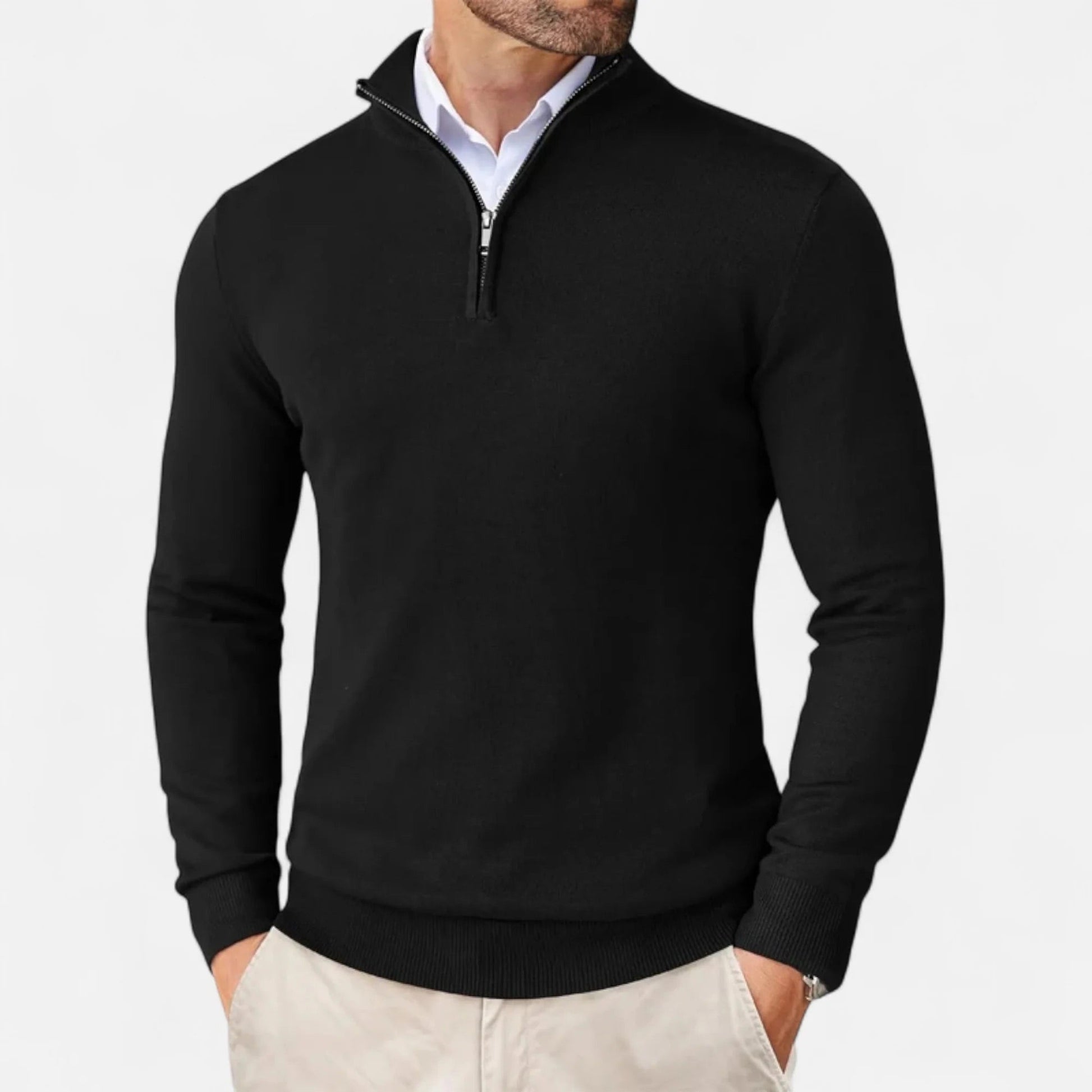 Herren Strickpullover Weich Reißverschluss Baumwolle - BerlinGlamour