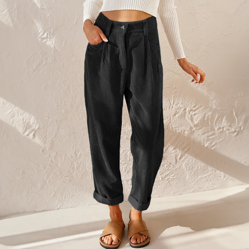 Damen High Waist Hose Weite Bein Modern