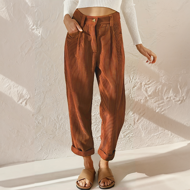 Damen High Waist Hose Weite Bein Modern