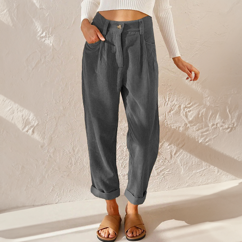 Hohe Taille Jeans Lockere Passform Mit Falten