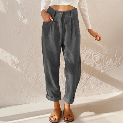 Hohe Taille Jeans Lockere Passform Mit Falten