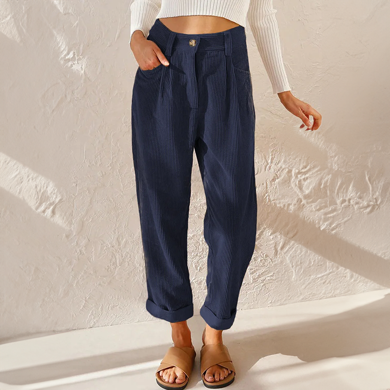 Hohe Taille Jeans Lockere Passform Mit Falten