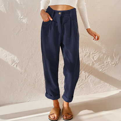 Hohe Taille Jeans Lockere Passform Mit Falten