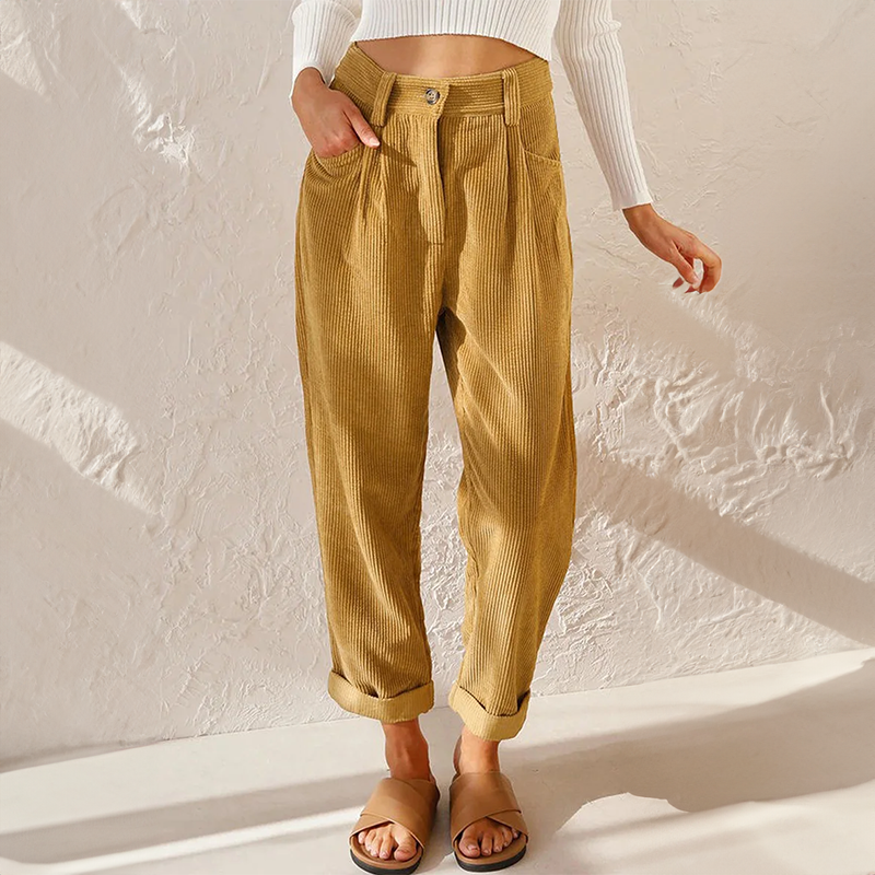 Hohe Taille Jeans Lockere Passform Mit Falten