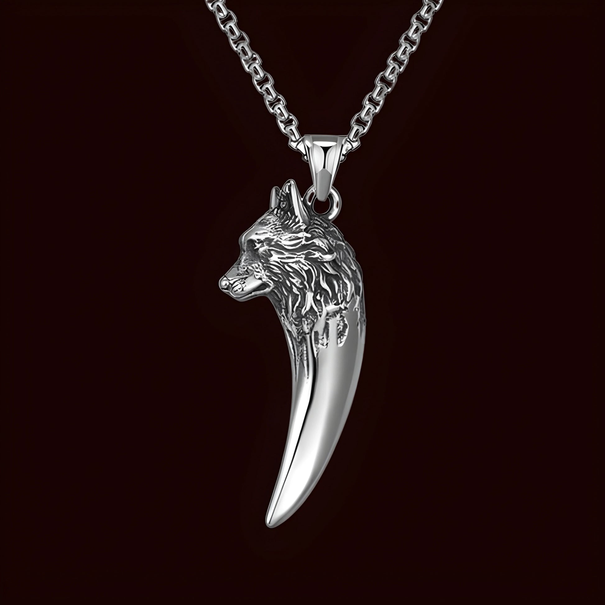 Herrenkette Wolfskopf Edelstahl Stylisch - BerlinGlamour