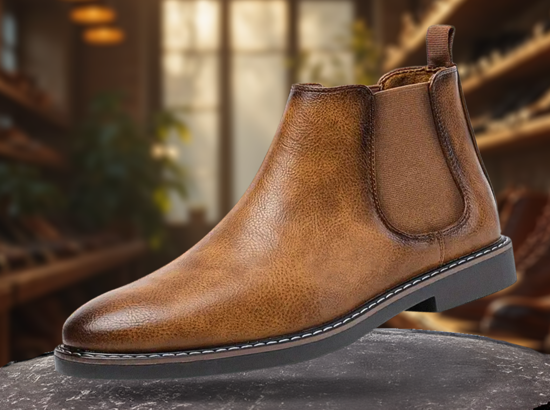 Herren Chelsea Boots Lederschuhe Komfortabel