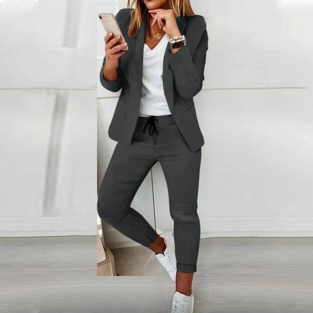 Damen Jogger Set Lässiger Blazer Anzug