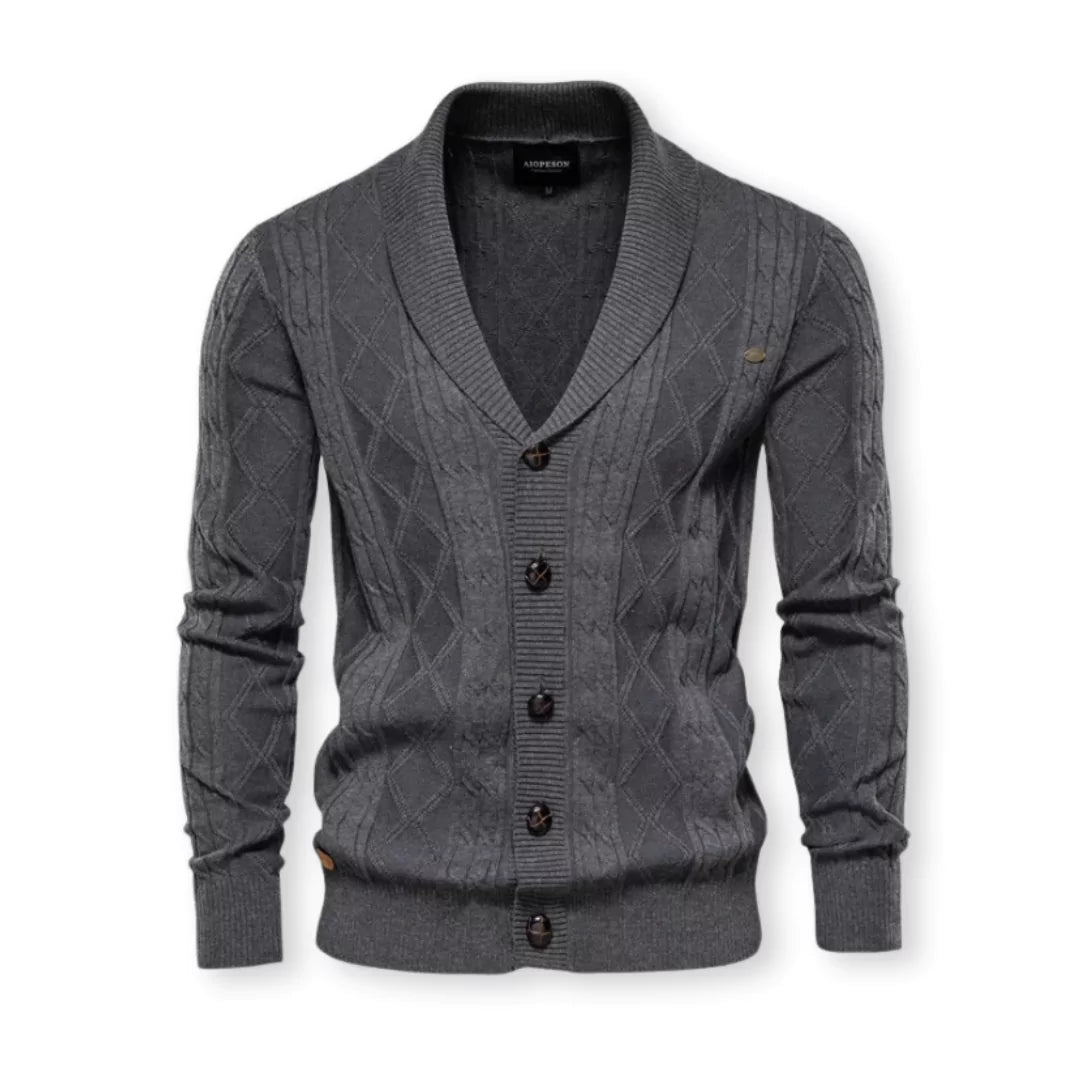 Herren Strickjacke Schalkragen Elegante Klassik
