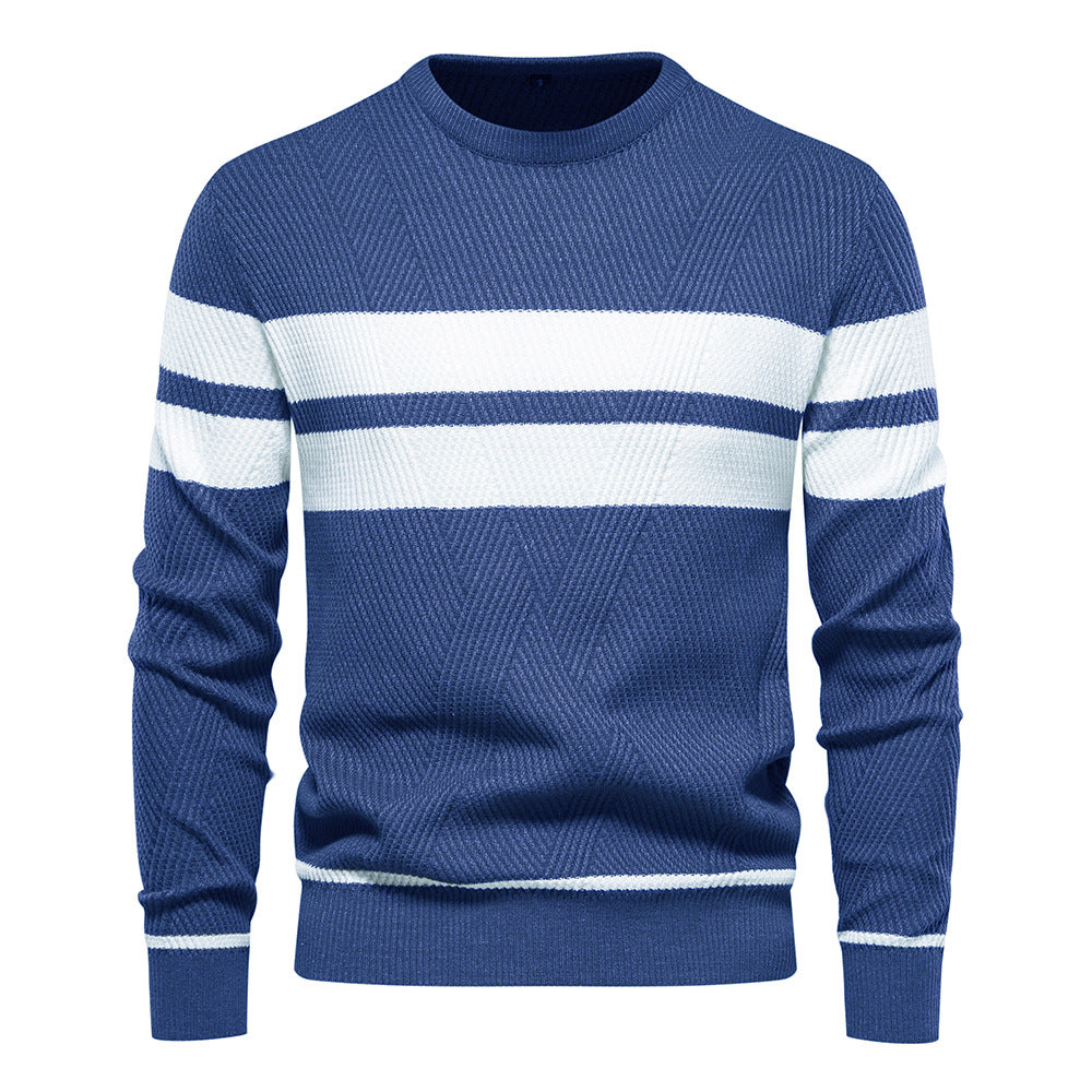 Herren Pullover Streifen Rundhals Klassisch