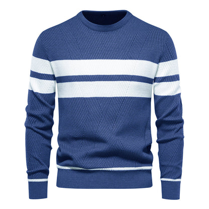 Herren Pullover Streifen Rundhals Klassisch