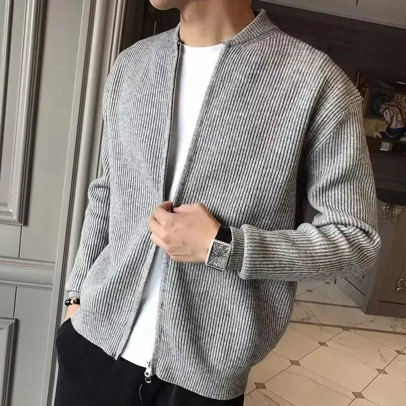 Herren Strickjacke Reißverschluss Klassisch Warm