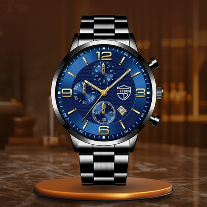 Herren Armbanduhr Edelstahl Elegant Schwarz
