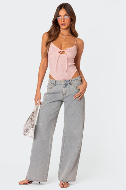 Moderne Wide-Leg Jeans Damen mit Stickereien