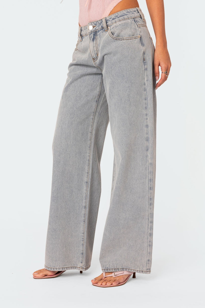 Moderne Wide-Leg Jeans Damen mit Stickereien