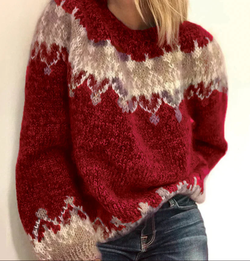 Weihnachtspullover Damen Locker Gemütlich Winter