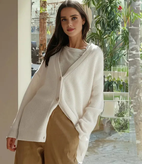 Kaschmir Strickjacke Damen V-Ausschnitt Elegante
