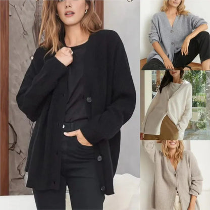 Kaschmir Strickjacke Damen V-Ausschnitt Elegante