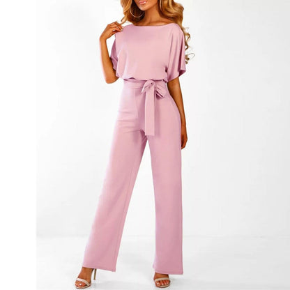 Damen Jumpsuit Kurzarm Mit Gürtel Sommer