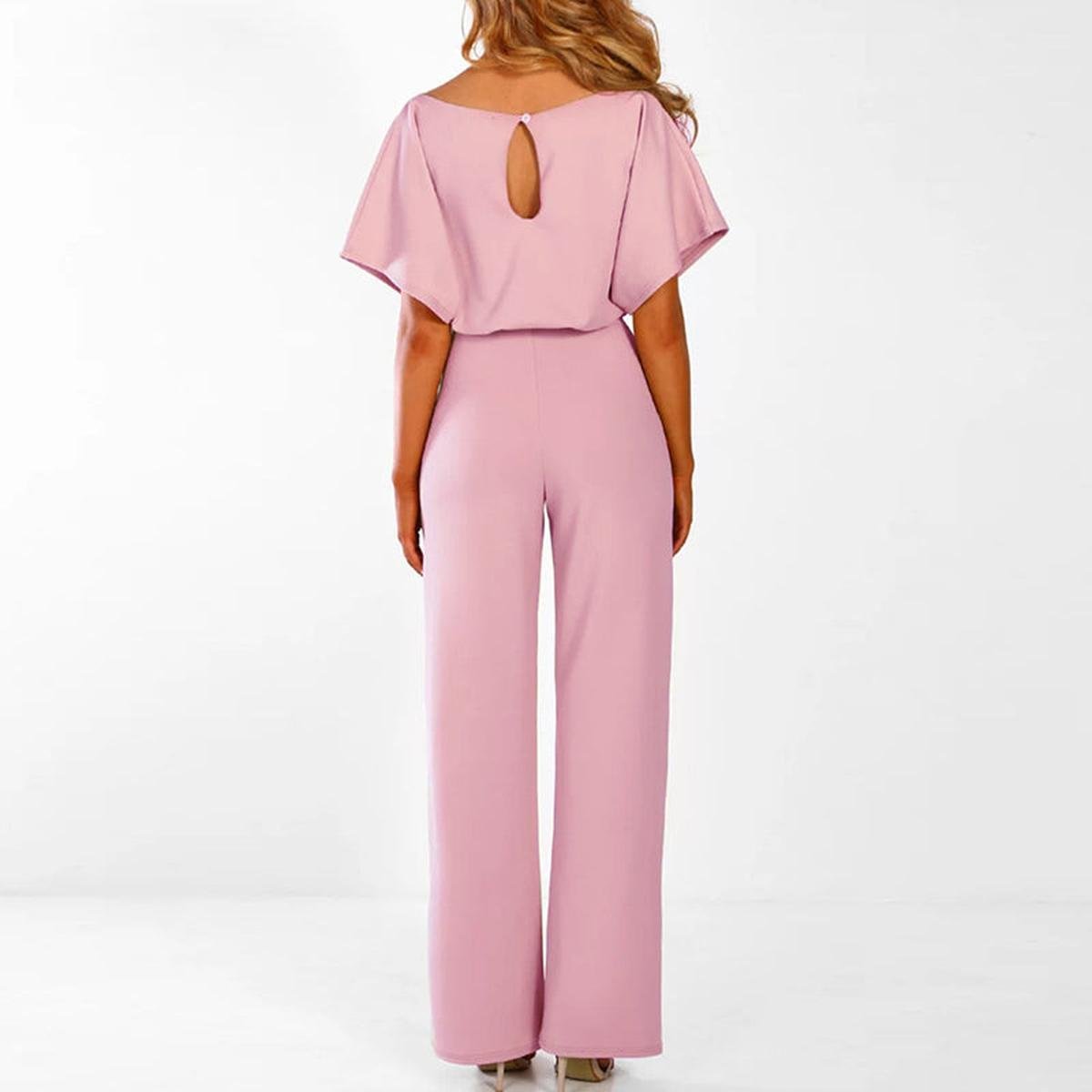 Damen Jumpsuit Kurzarm Mit Gürtel Sommer
