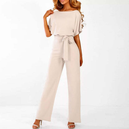 Damen Jumpsuit Kurzarm Mit Gürtel Sommer