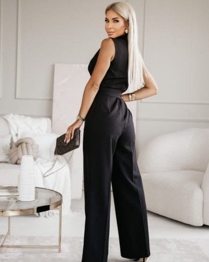 Ärmellose Damen Jumpsuit V-Ausschnitt Weit