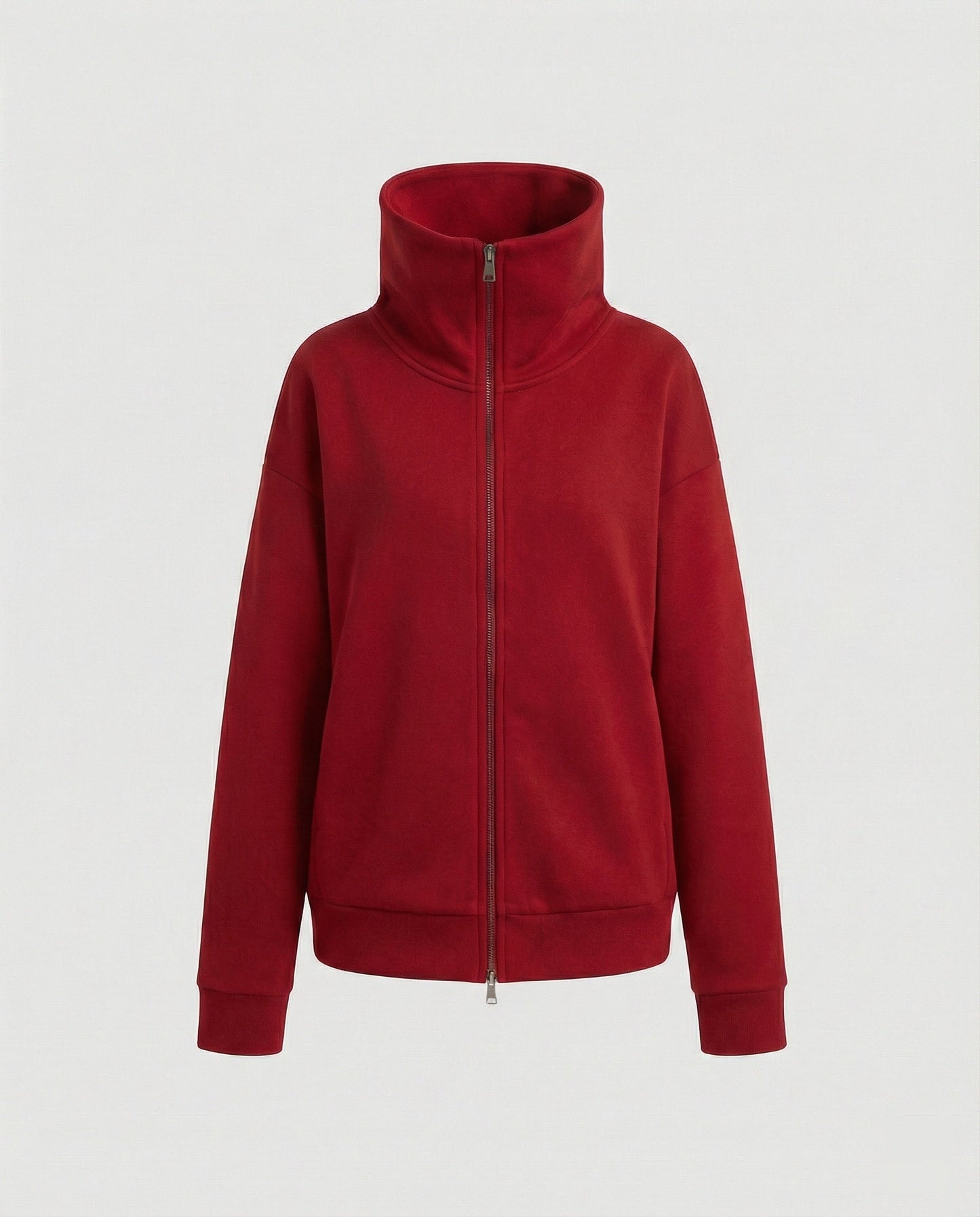Damen Cardigan Strick Modern mit Doppelreißverschluss Hochkragen