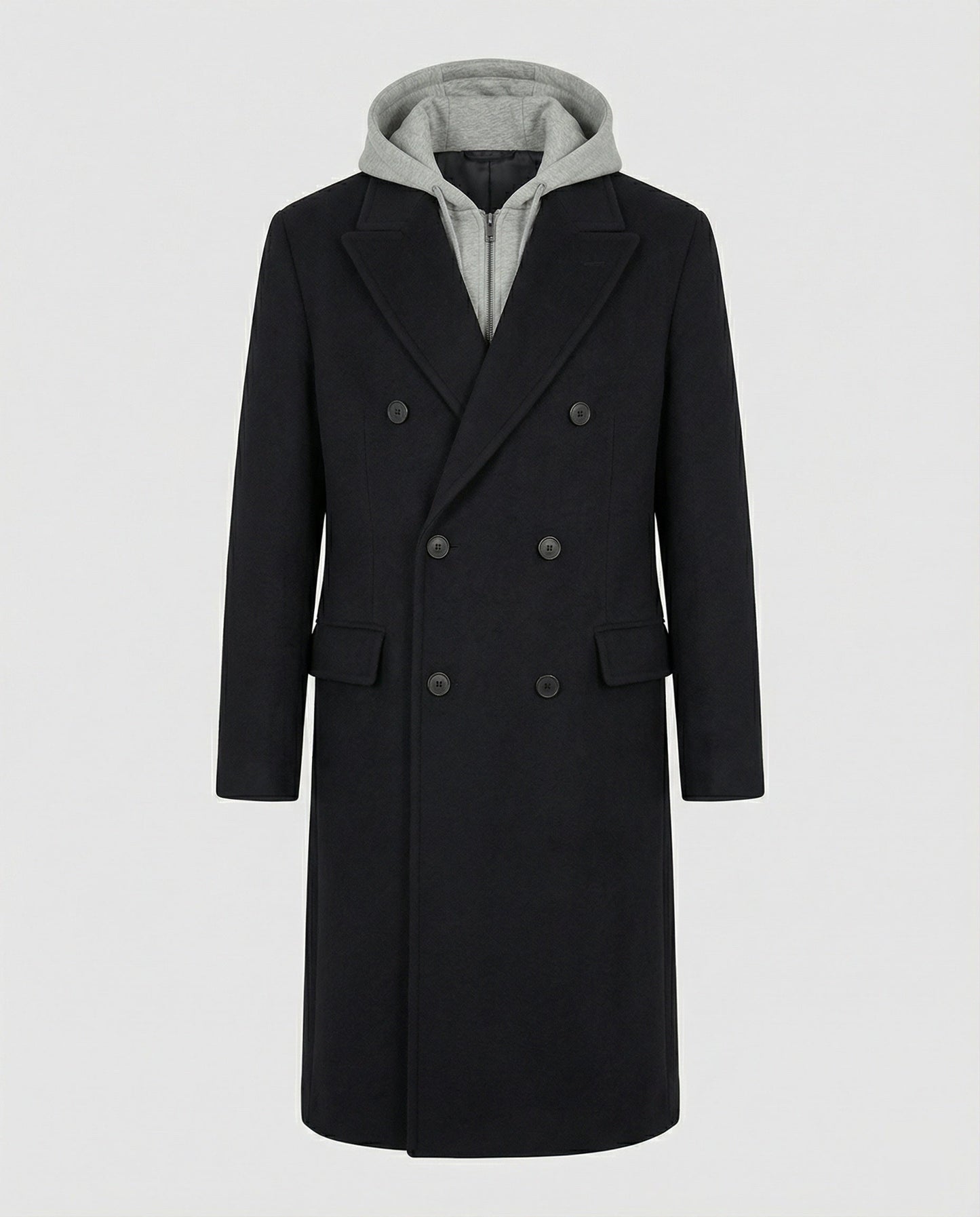 Herren Trenchcoat Mittellang Wollmantel Modern Schulterpolstern