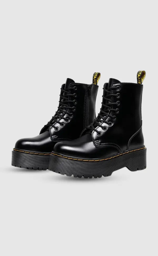 Plateaustiefel Leder Elegant Damen Schuhe Höhe
