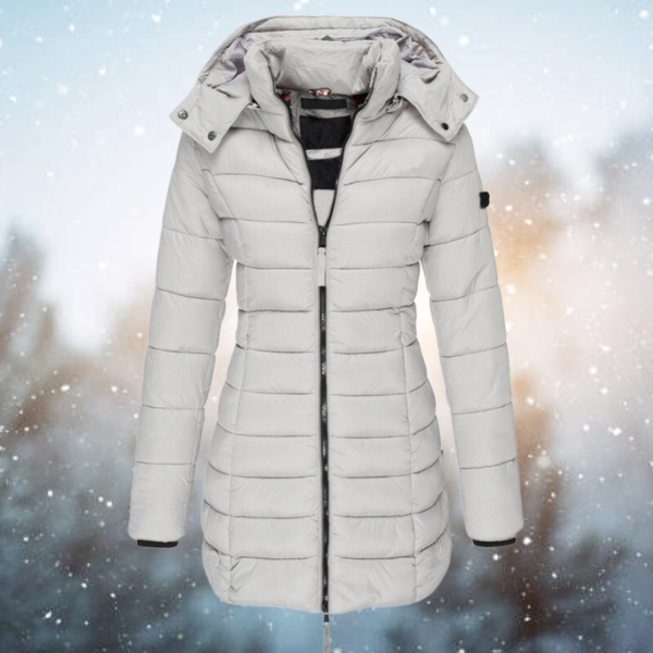 Damen Steppjacke Lang mit Kapuze Winterwarm