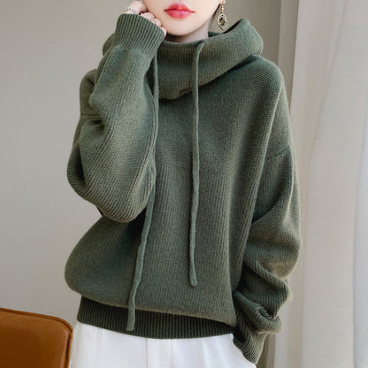 Damen Strickpullover Oversize Gemütlich Mit Kordelzug - BerlinGlamour